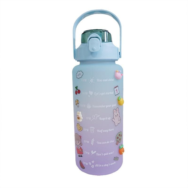 VIRAL BOTOL MINUM MOTIVASI PENANDA WAKTU / QUITFIT GRADIENT BOTTLE 2 Liter FREE Sticker