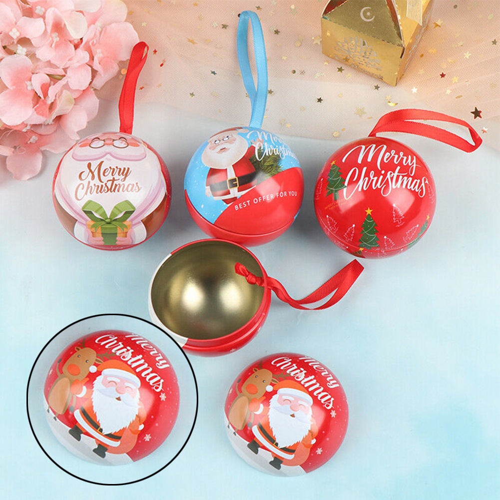 [ Round Tin Can Candy Box Hanging Decoration for Christmas Festival Home Party  Wedding Present ]