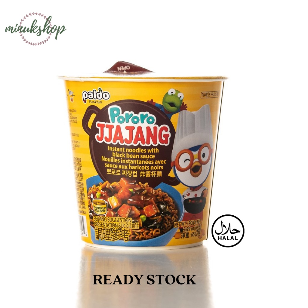 PALDO Pororo Jjajang Noodles Cup Makanan Instan Snack Import Korea 65Gram