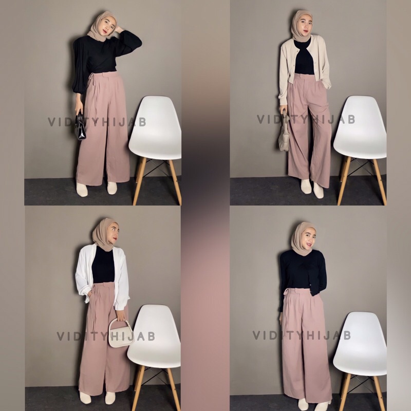 HYEJIN CULLOTE HIGHWAIST | CELANA CULLOTE HIGHWAIST KULOT TALI LINEN CRINKLE