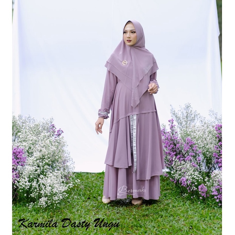 GAMIS CERUTY BABYDOLL KARMILA DAN ALANA VANIA ORI BERMERKS SYARI MOTIF BUNGA MAWAR QISA ELZATA POLKADOT