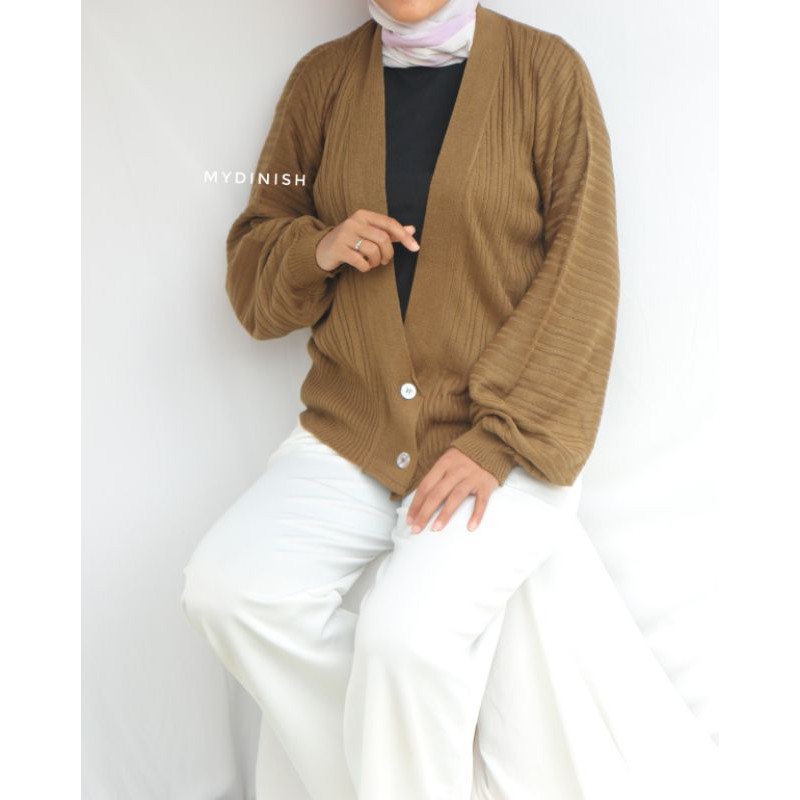 Syella puffy cardy - Kardigan Wanita Rajut Korean Style