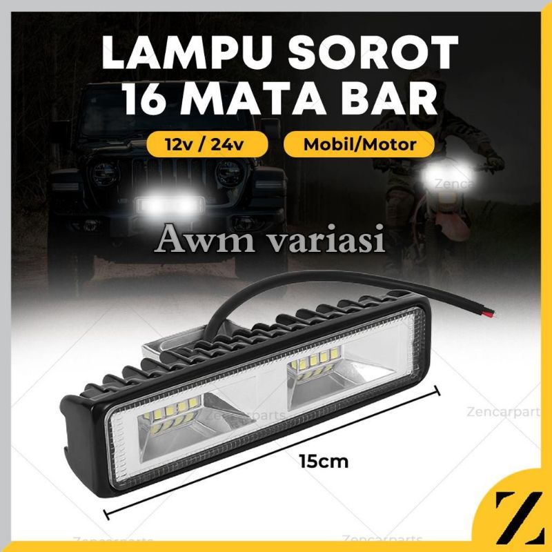 Lampu Tembak Sorot Bar 16 Mata titik Slim 20 watt Cob Work light led