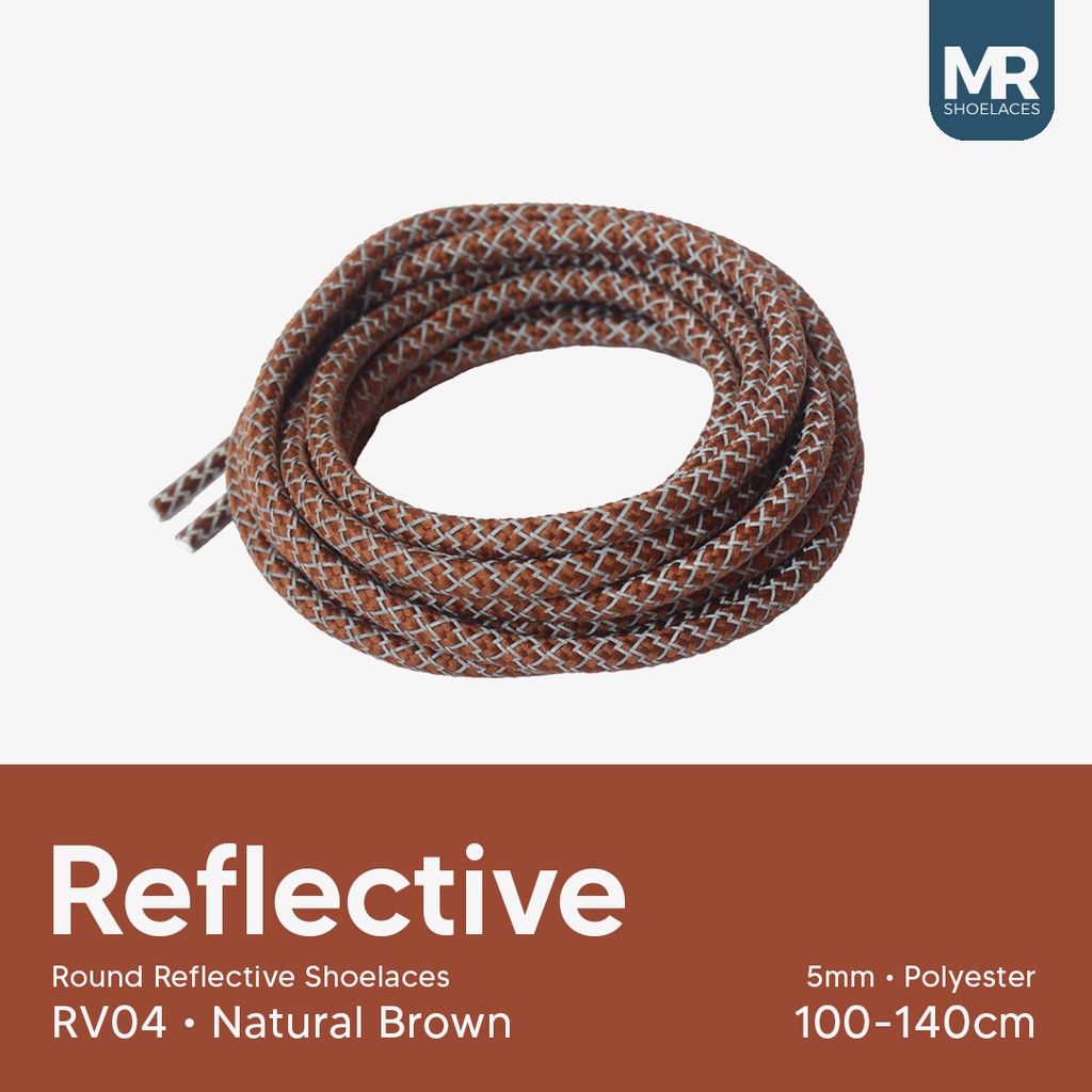 MR Shoelaces RV100 Tali Sepatu Reflektif (Reflective) 5-6mm Bulat Round Panjang 100cm (Menyala) - Premium Shoelace