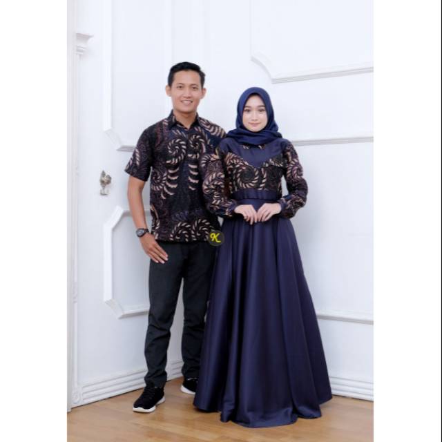 COUPLE GAMIS BATIK PUTRI MALU KOMBINASI, SARIMBIT BATIK