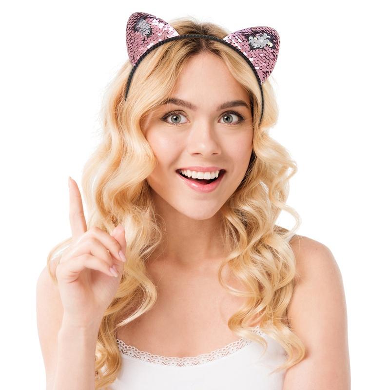 bando Lucu Kucing Telinga Rambut Hoop Mermaid Reversible 