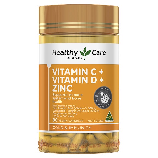 Healthy Care Vitamin C + Vitamin D + Zinc - 90 Capsules