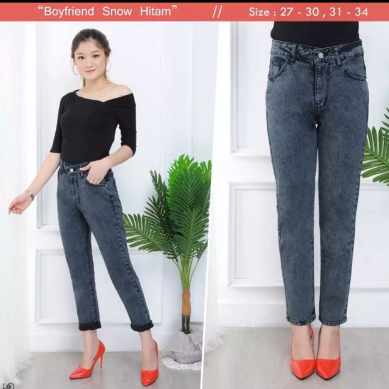 BF CELANA WANITA BOYFRIEND SNOWBLACK//BLACK SNOW BOYFRIEND JEANS