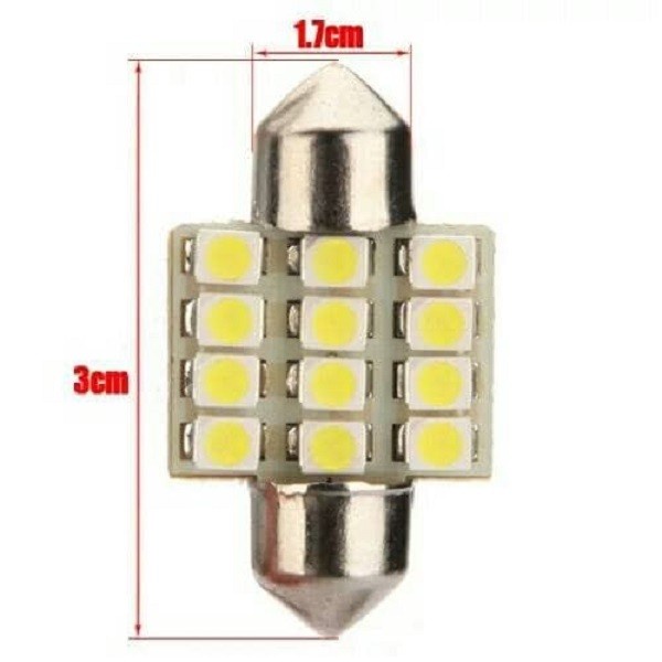 Lampu Led Plafon Mobil Kabin Interior 31mm 12 Led Super Terang