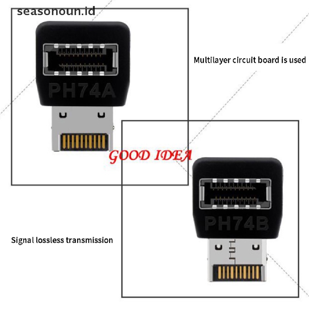 【seasonoun】 Type-E USB 3.1 Type-E Interface 90 Degree Steering Elbow Front Type-C Adapter .