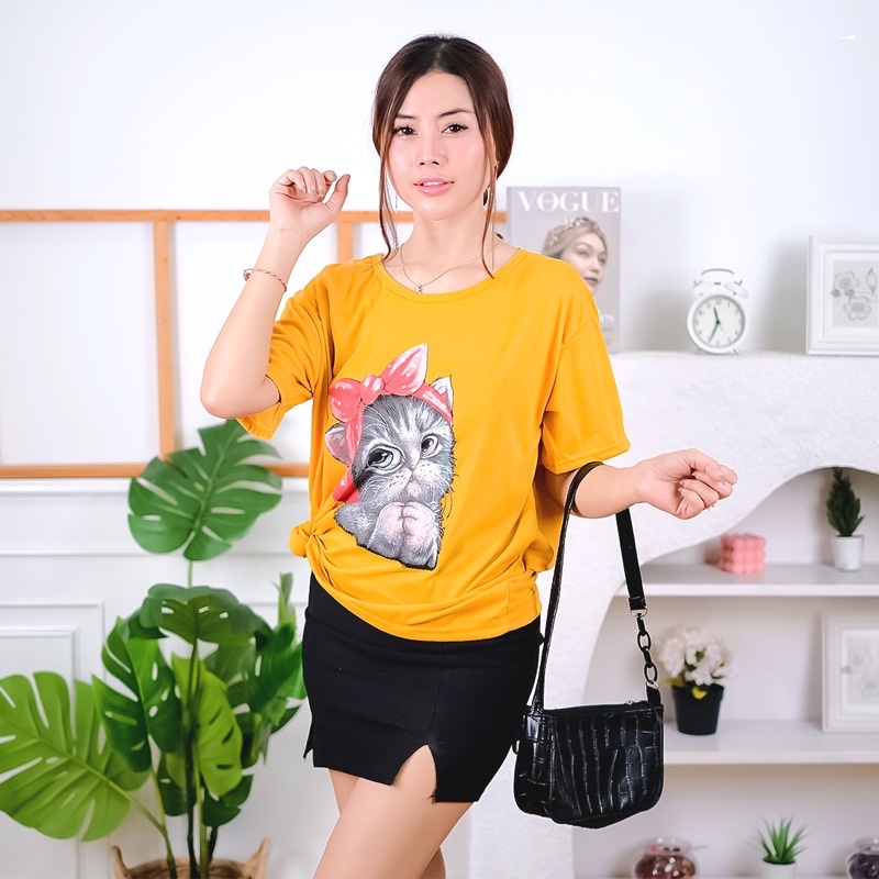 Kaos Over Size Sweet Cat-Oversize Cute Cat-Kucing Bando