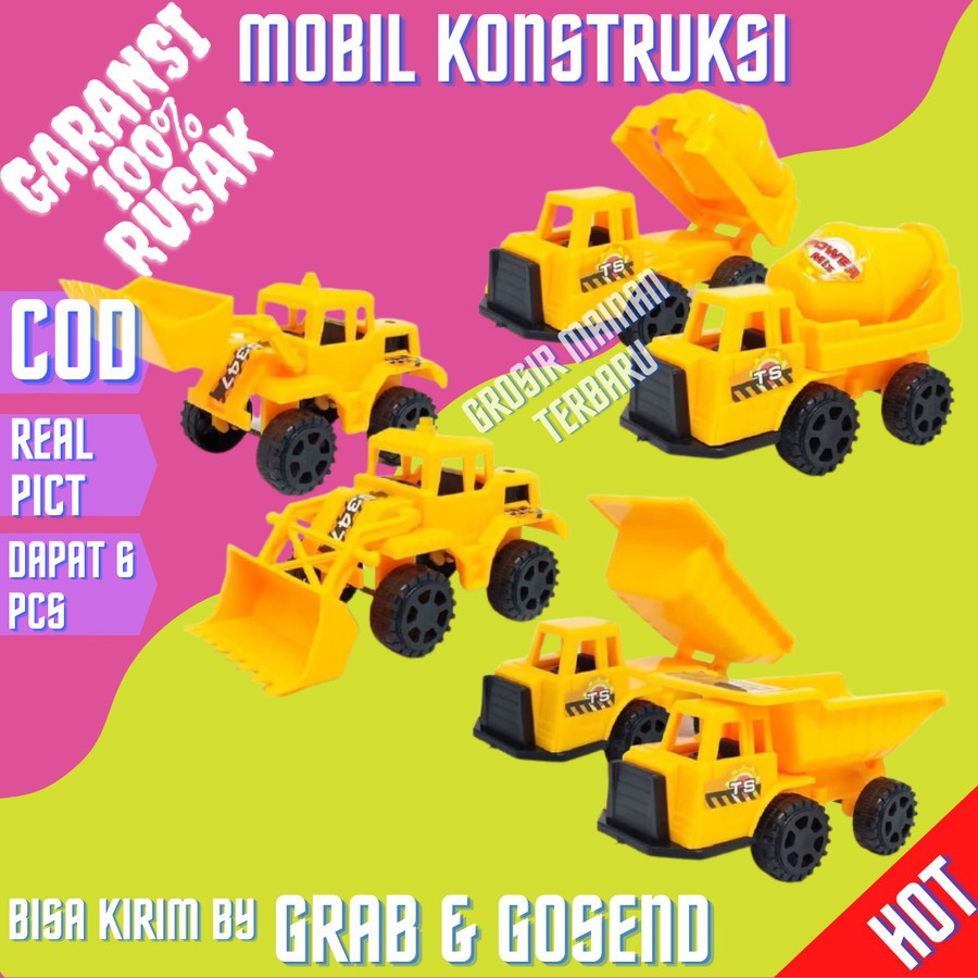 Mobil Truk Oleng Remot Control 6pcs Mainan Kayu Besar Lampu Murah
