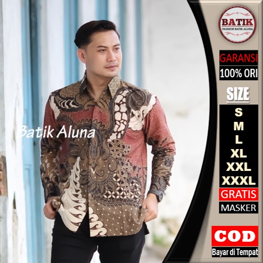 Batik pria lengan panjang Kemeja Atasan Baju batik pria laki laki lengan panjang premium cowok solo