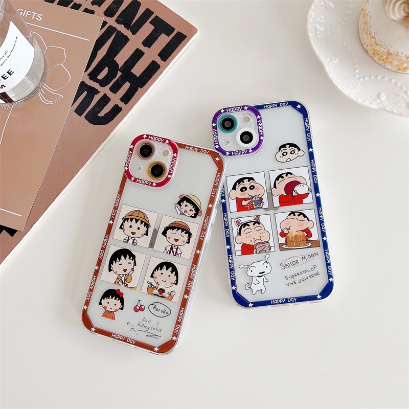 Case Motif Crayon Shin-chan Dan Maruko Untuk iPhone 11 12 13 Pro MAX X XR XS MAX 7 8 Plus