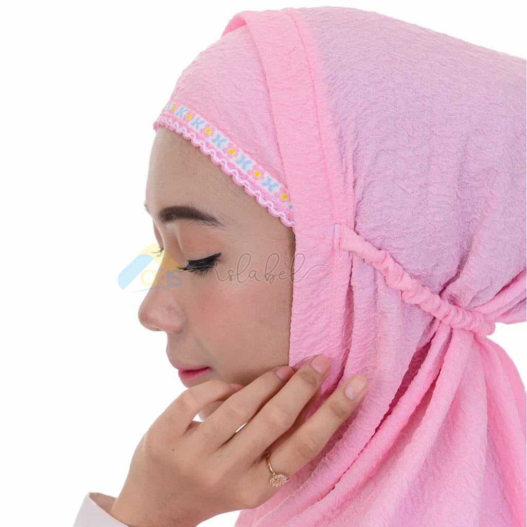 BERGO BAHIMA PINK -  Babat Alhikmah / Kerudung Alhikmah renda / Jilbab Babat Alhikmah