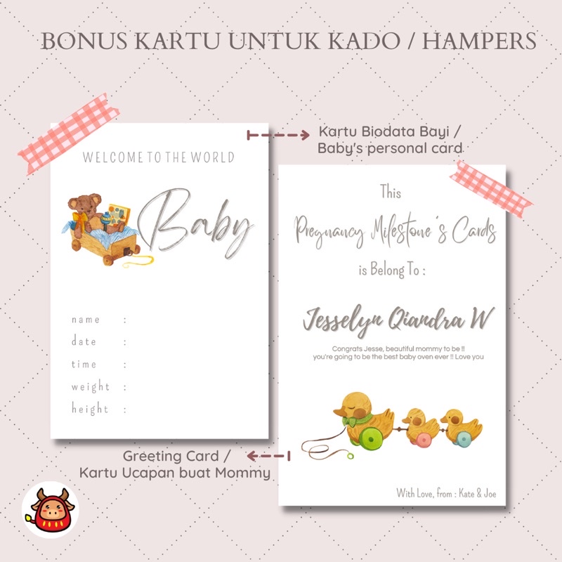 Pregnancy milestone card new design kartu selfie masa kehamilan baby mommy memory card