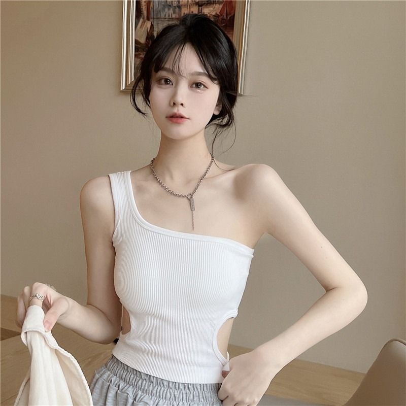 【 Bra Mall 】BM-255 Crop Tank Top Bra Atasan Wanita / Tanktop Basic Elastis Bahan Premium Garis with cup