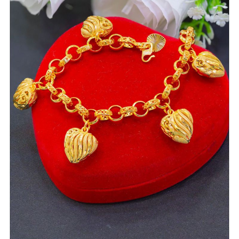 gelang juntai love emas bangkok ori