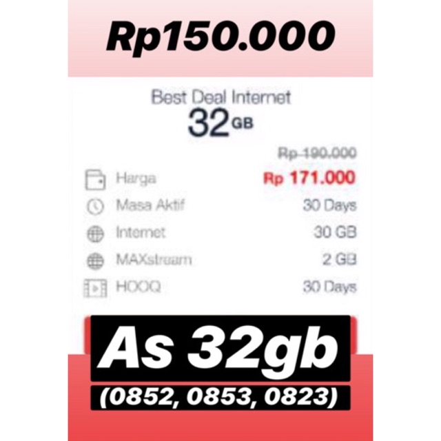 PROMO PAKET KUOTA INTERNET TELKOMSEL SIMPATI, AS , DAN LOOP 32GB