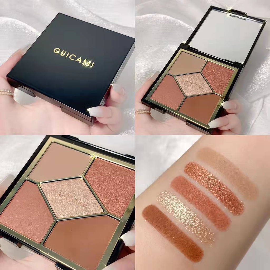 (COD) ready Geometric 5 color earth mermaid color pumpkin grapefruit matte pearl eye shadow import murah tasimpor2008