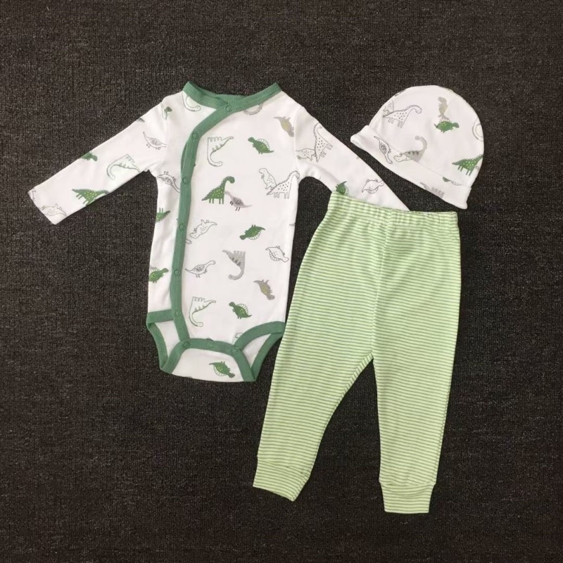 BABY K2 - Bodyset baby isi 3 pcs motif dino ijo