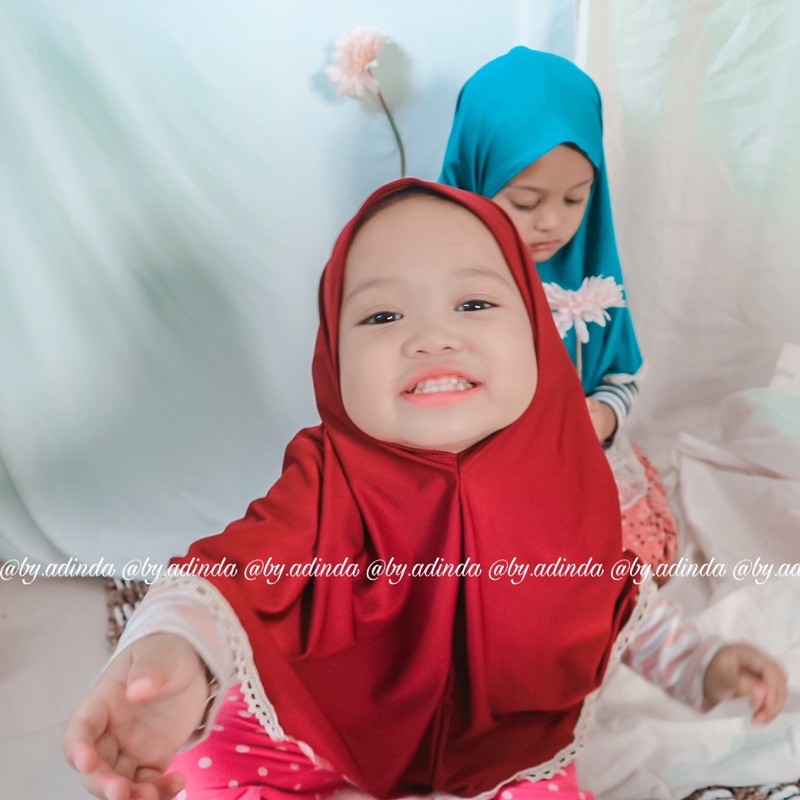 Bergo Anak Jersey Renda Clemira hijab jilbab balita instant syiria