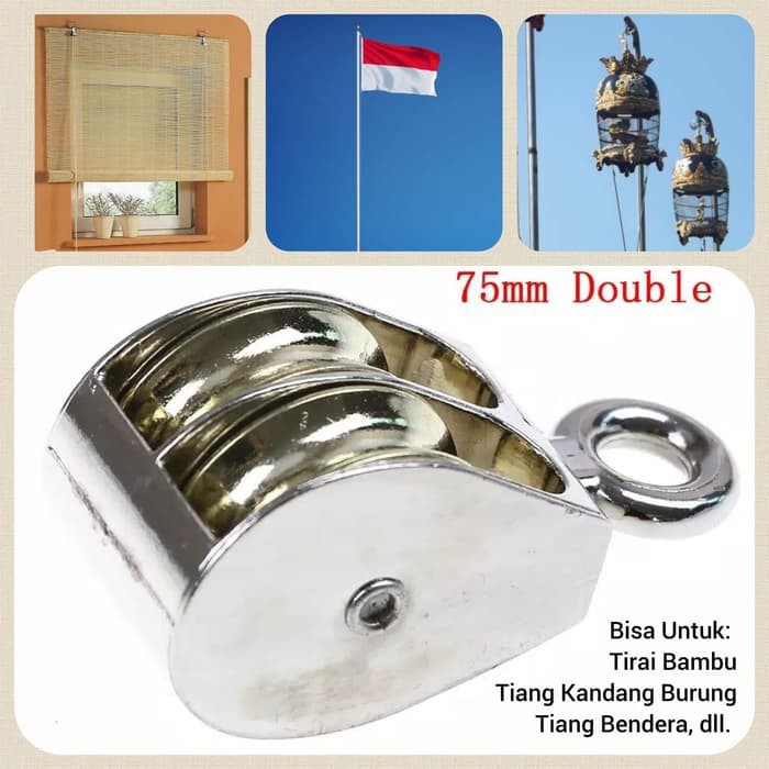 Katrol Single Double Pulley Kerekan Alur Tunggal Ganda Mini Wheel Kerek Burung Bendera Kerai Tirai Shopee Indonesia