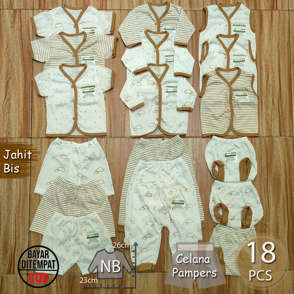 18 Pcs Baju Bayi Celana Bayi Setelan Bayi Baju Bayi Newborn Baju Bayi Baru Lahir Atasan Bayi Baju Bayi Kado Murah Baju Bayi Lucu Baju Bayi Seri Coklat Ekonomis Gift Set Brown Monochrome