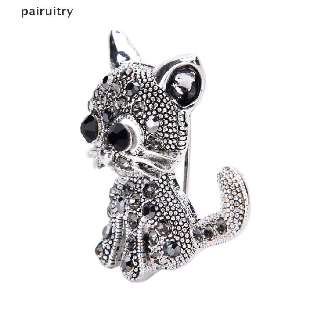 Prt Bros Pin Antik Lapis Silver Desain Kucing Kecil Lucu Untuk Aksesoris Mantelpakaian PRT