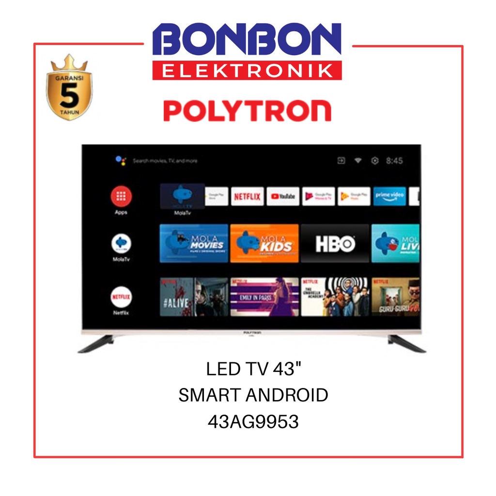 Polytron LED Smart Android TV 43 Inch 43AG9953