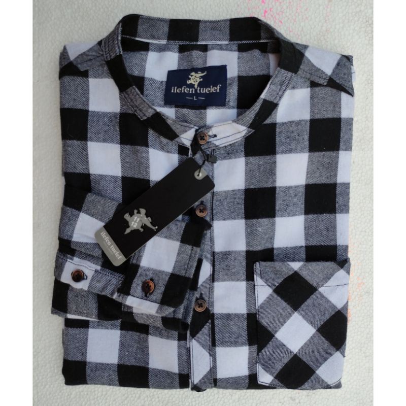 Kemeja Kokoh Pria Kurung / Kerah Shanghai Lengan Panjang || Ilefen Tuelef