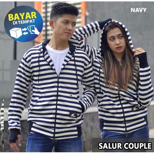 Hoodie SALUR GARIS HITAM//Jaket sweater Salur hoodie ziper pria / wanita Termurah bisa COD