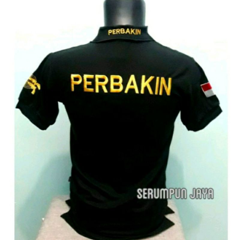 KAOS PERBAKIN - KAOS KERAH PERBAKIN - KAOS KERAH PERBAKIN HITAM FULL BORDIR