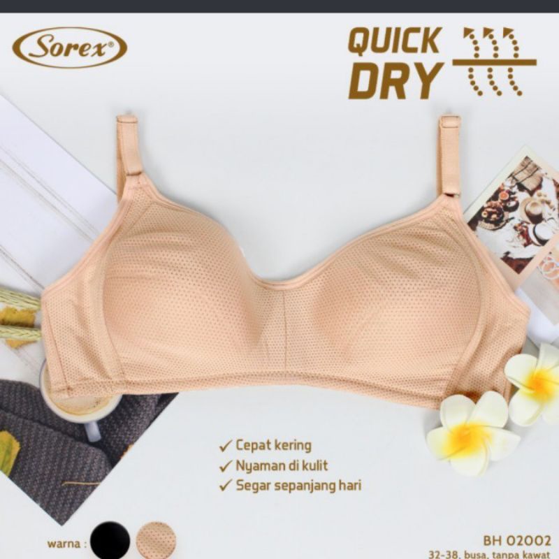 SOREX bra Basic Quick dry 02002 Busa tipis tanpa kawat Original