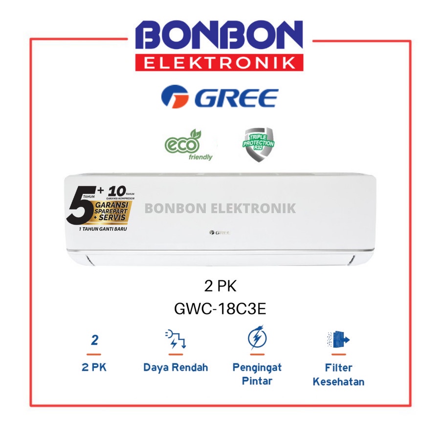 GREE AC 2 PK GWC-18C3E Series Low Watt C3E 18C3E 2PK