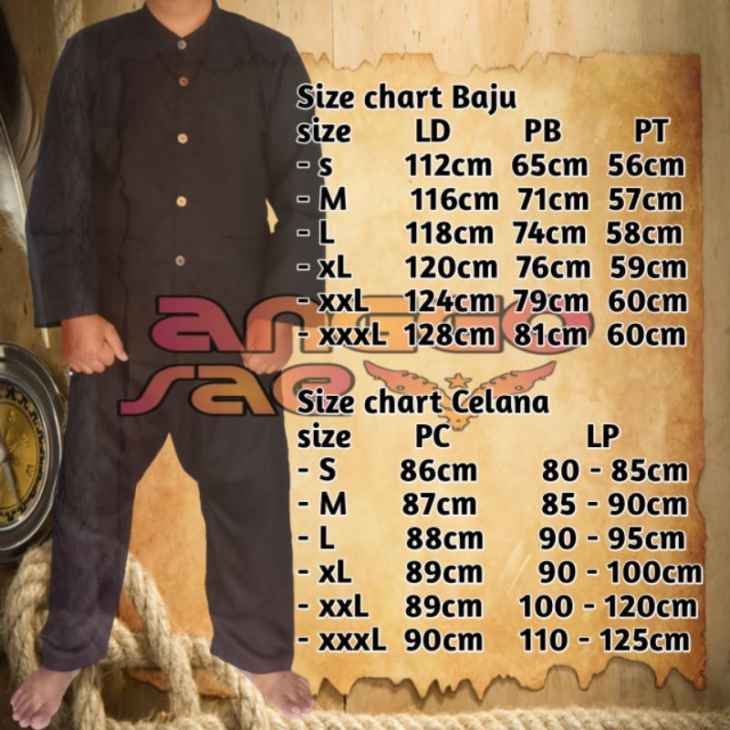 Original Baju Pangsi Katun Tebal Stelan Pangsi Dewasa anggosae American Drill Size Kumplit S-xxxl Promo free Totopong