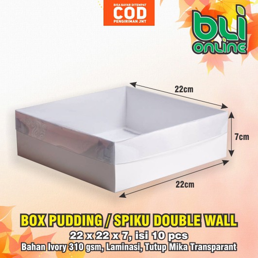

Box Pudding 22 x 22 x 7 isi 10pcs / Spiku Doublewall / Dus Pudding / Kotak Puding / Packaging Spiku