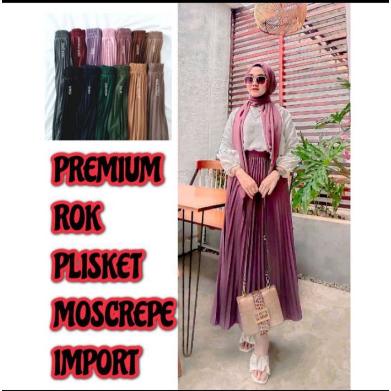 Rok Plisket Premium Import Bahan Moscrepe