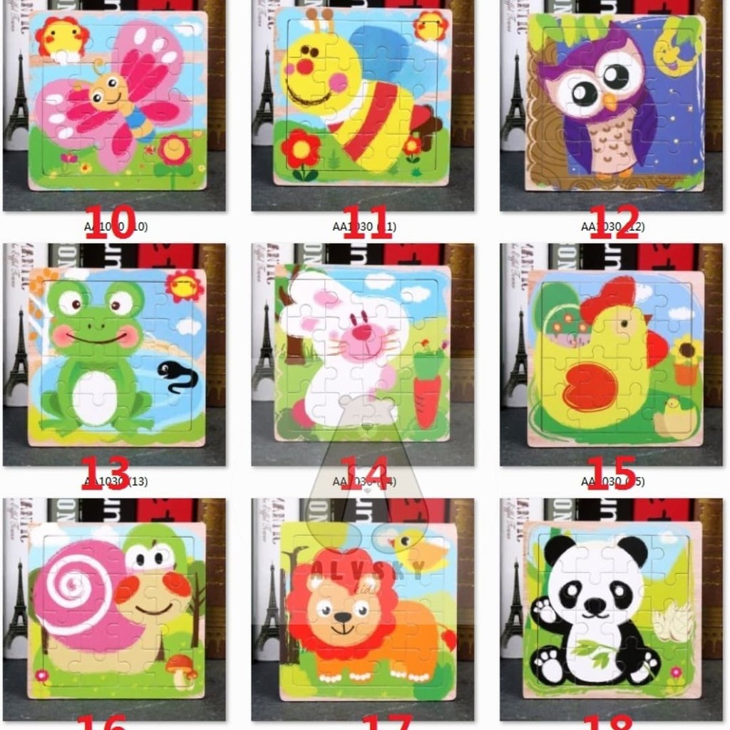 MAINAN EDUKATIF / PUZZLE KAYU / JIGSAW PUZZLE 16 PCS LUCU