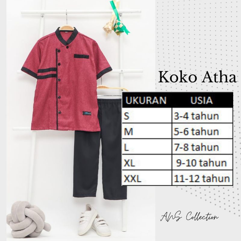 Koko Atha By : ANS Collection||bahan katun Madinah &amp; Toyobo|| Setelan Baju Muslim Laki-laki