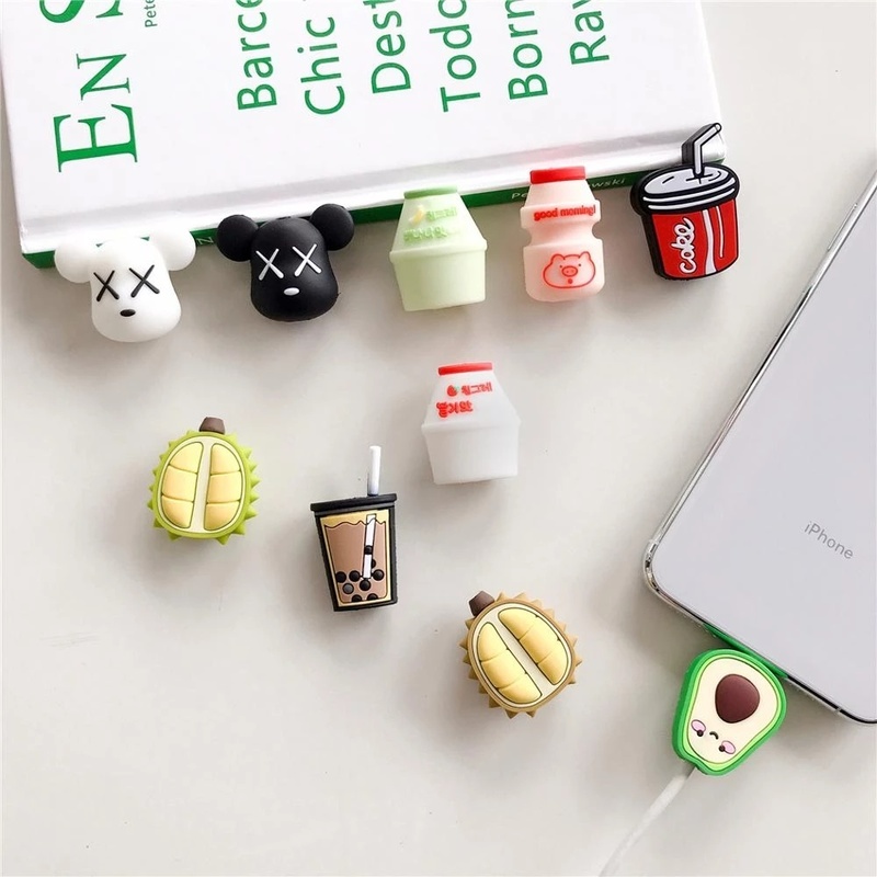 Hot Sale/1Pcs Buah Buahan Lucu Makanan Pelindung Kabel Cord Kawat Kartun Perlindungan Mini Silikon Penutup Pengisian Kabel Winder Untuk Kabel Charger