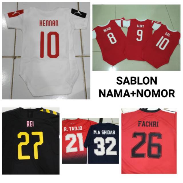 Biaya Sablon ukuran Anak Customized Nama + Nomor / Cetak nama nomor punggung celana dada Setelan Anak / Custom Name &amp; Number for Football Futsal Volley Jersey