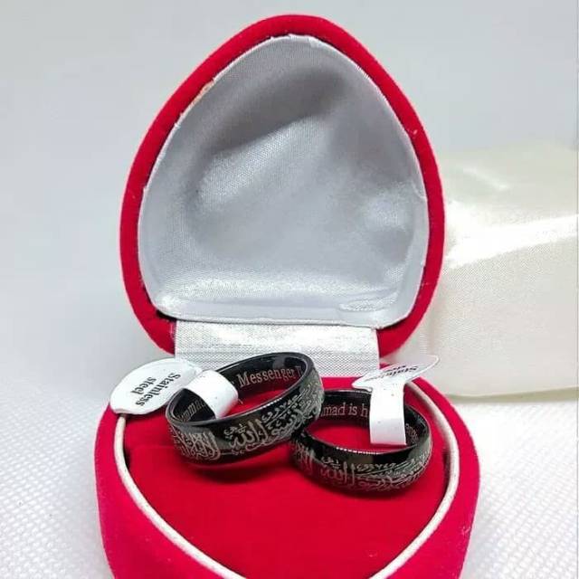 Cincin tauhid titanium couple cincin anti karat cincin pria dan wanita cincin stainless steel