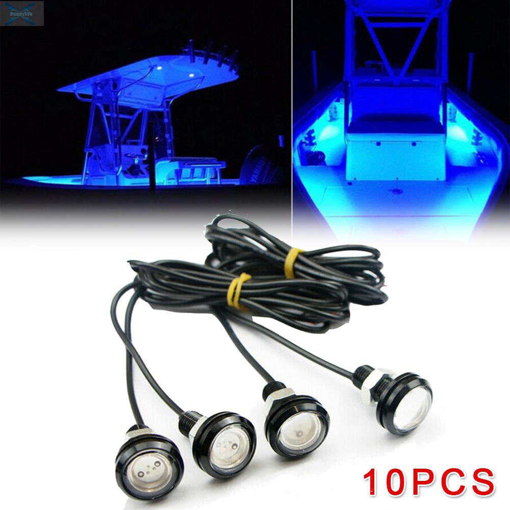 10pcs Boats 3W Waterproof Underwater Drain Plug Lights Marine Yacht Fishing Lamp