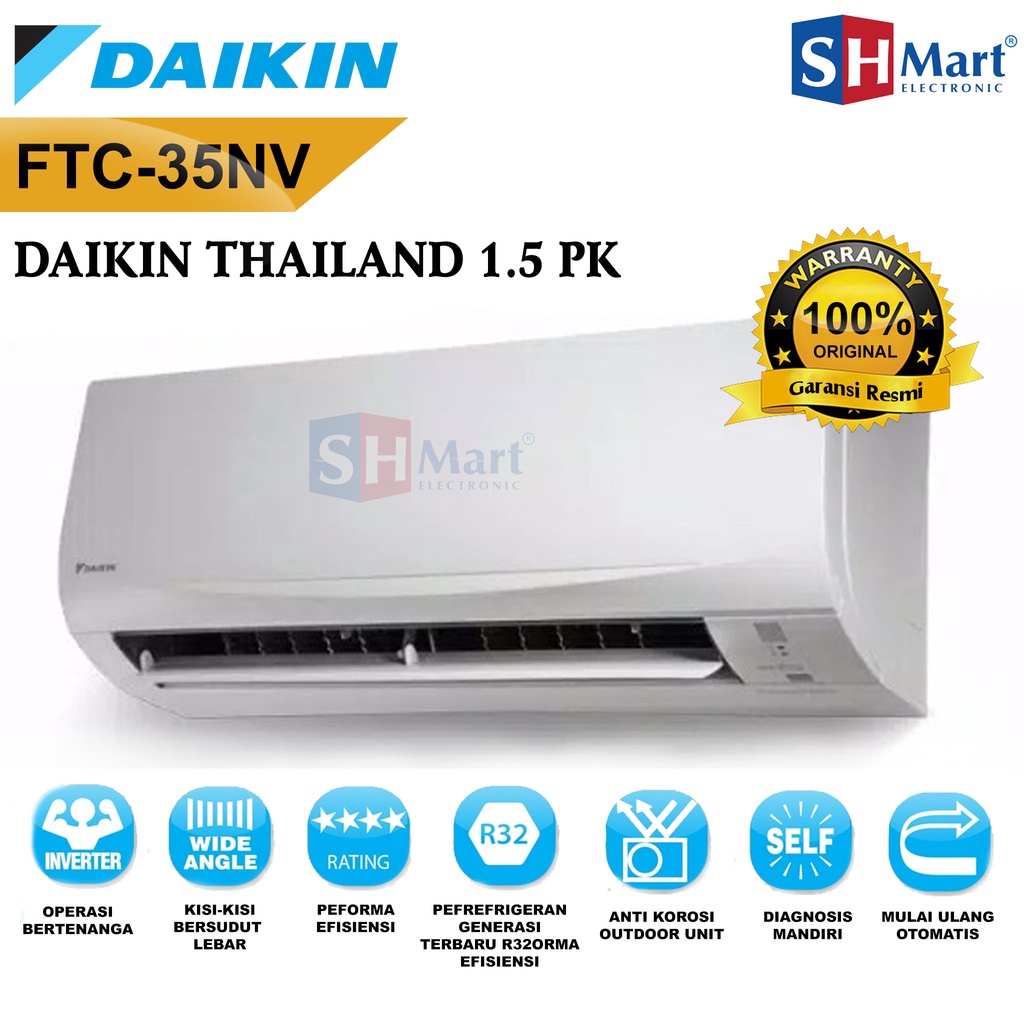 AC DAIKIN 1,5 PK THAILAND FTC-35NV FTC 35NV  1 1/2 PK GARANSI RESMI (MEDAN)