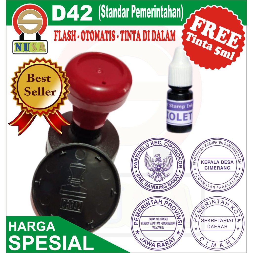 

Stempel Flash Ukuran Standard Dinas 4cm *BONUS TINTA*