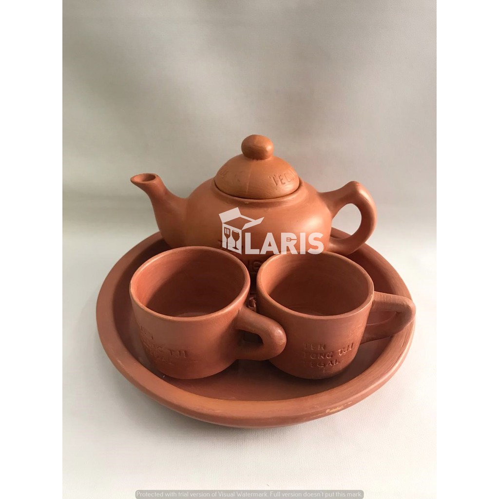 Tong Tji Poci Set Tahah Liat Teko Teh Tanah Liat
