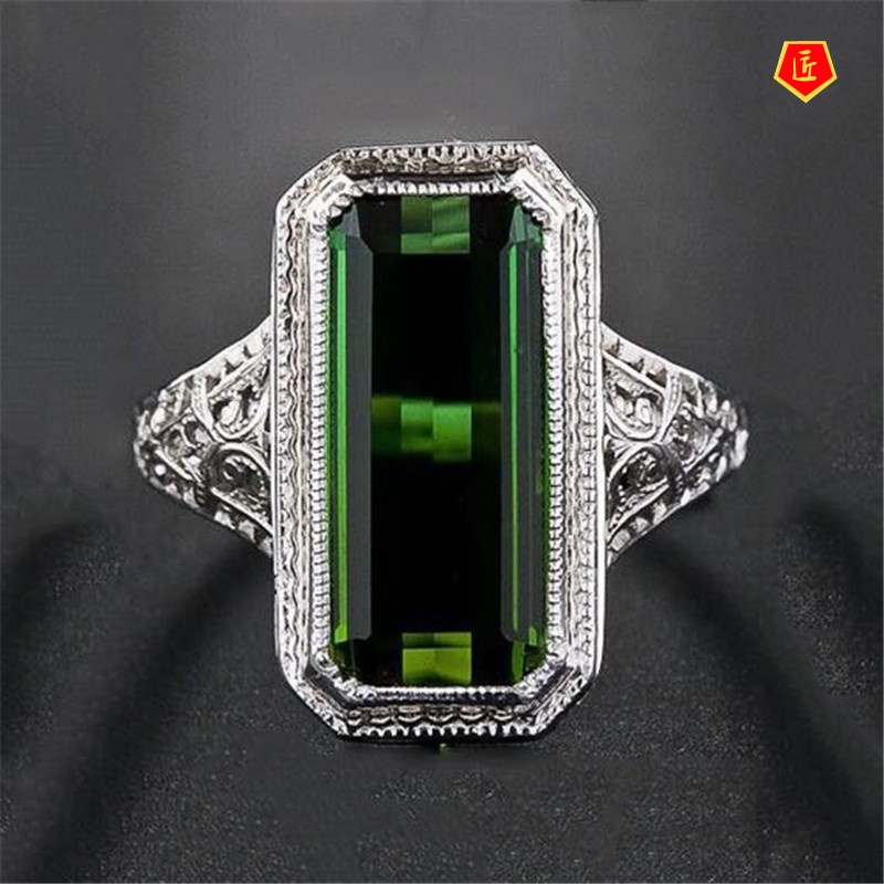 [Ready Stock]European and American Party Ring Female Emerald Fashion