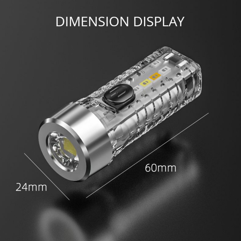 Mini LED Keychain Flashlight USB Rechargeable 7 Modes Multi-function Camping Bright Flashlight for Outdoor