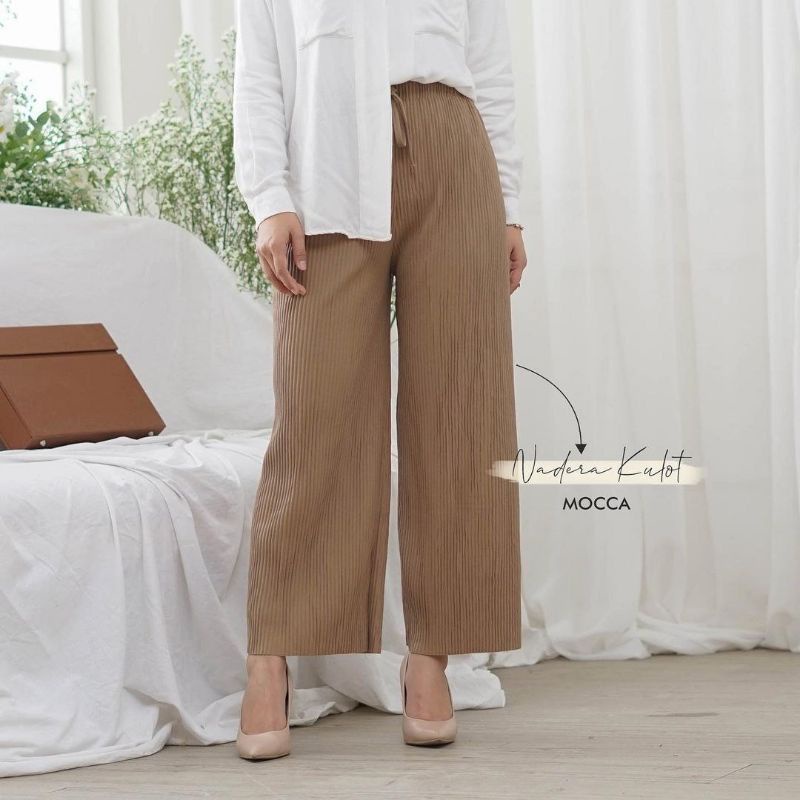 Celana Kulot Jumbo Plisket Lidi Kecil Premium Summer Highwaist Ribbon Pleated Cullotes Bawahan Wanita Termurah-2